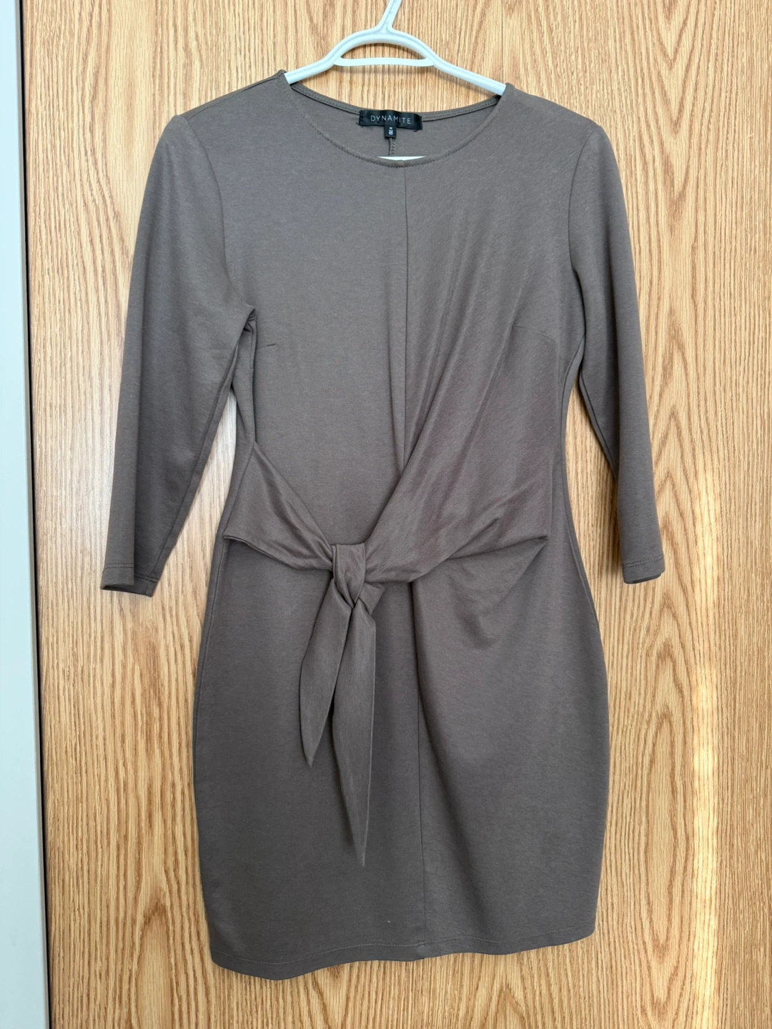 Dynamite Taupe Tie-Front Dress - Size M