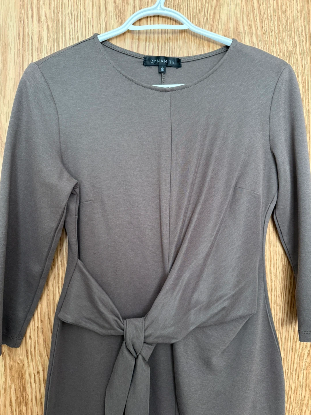 Dynamite Taupe Tie-Front Dress - Size M - photo 2