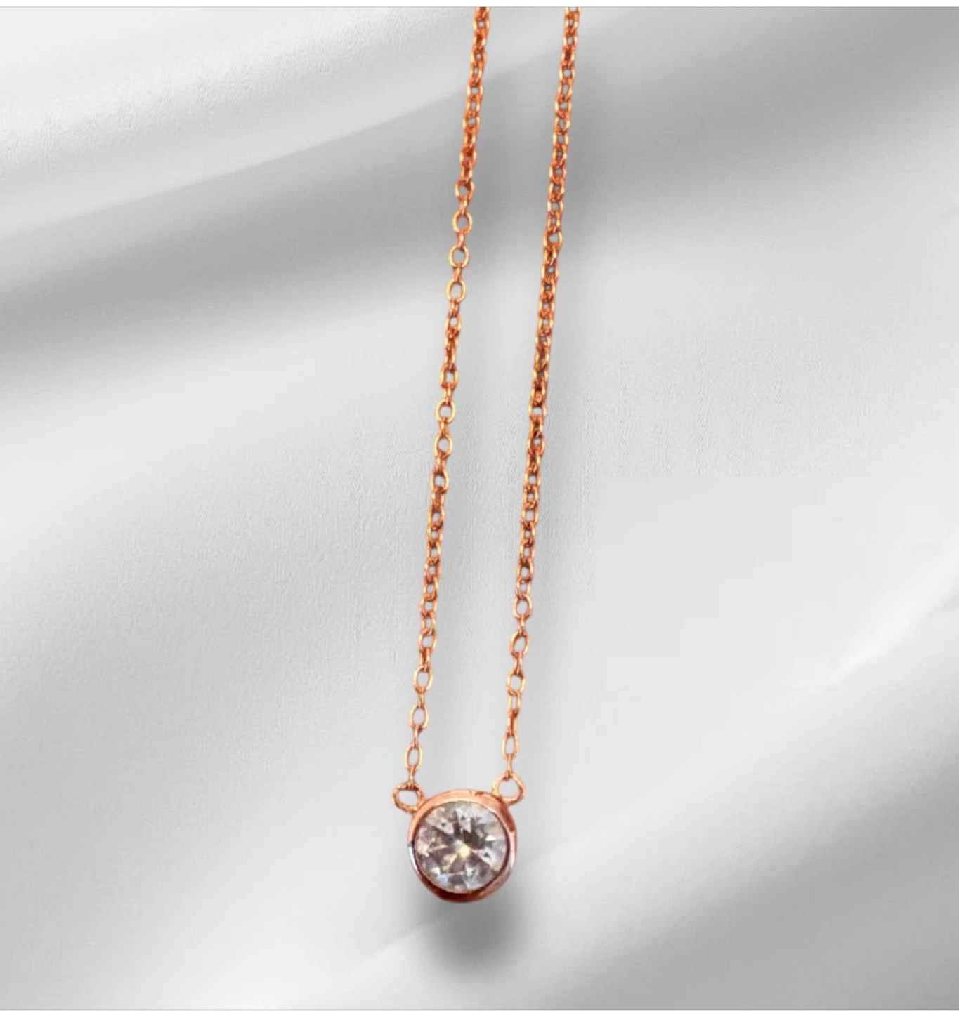 Rose Gold over Sterling Silver CZ Pendant Necklace
