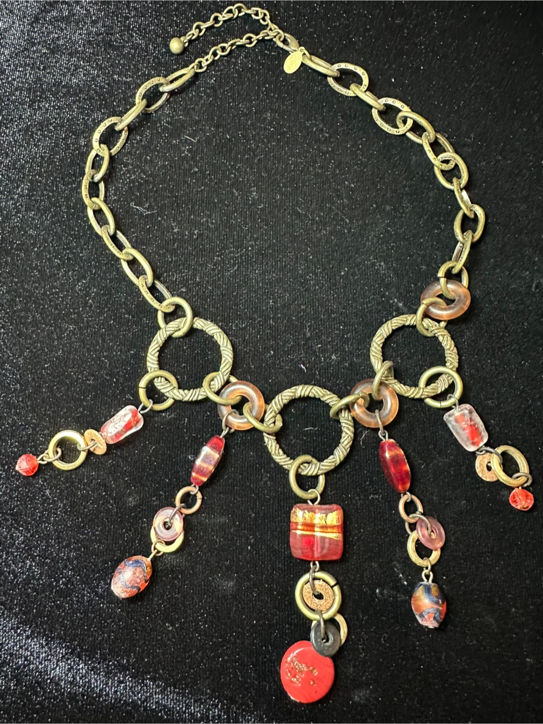 Necklace with Red and Gold Accents