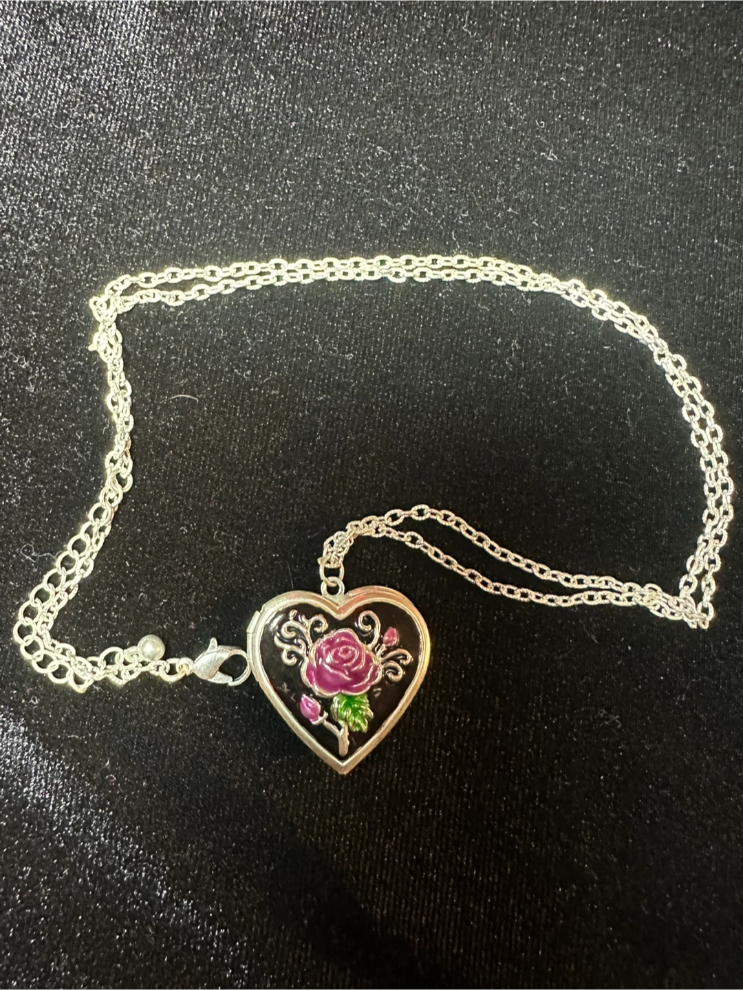 Heart-Shaped Locket Necklace with Rose Detail