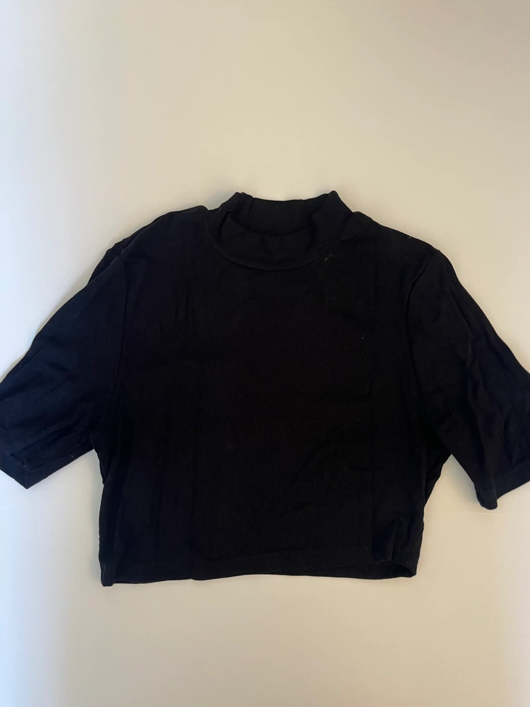 Black Cropped Half Turtleneck