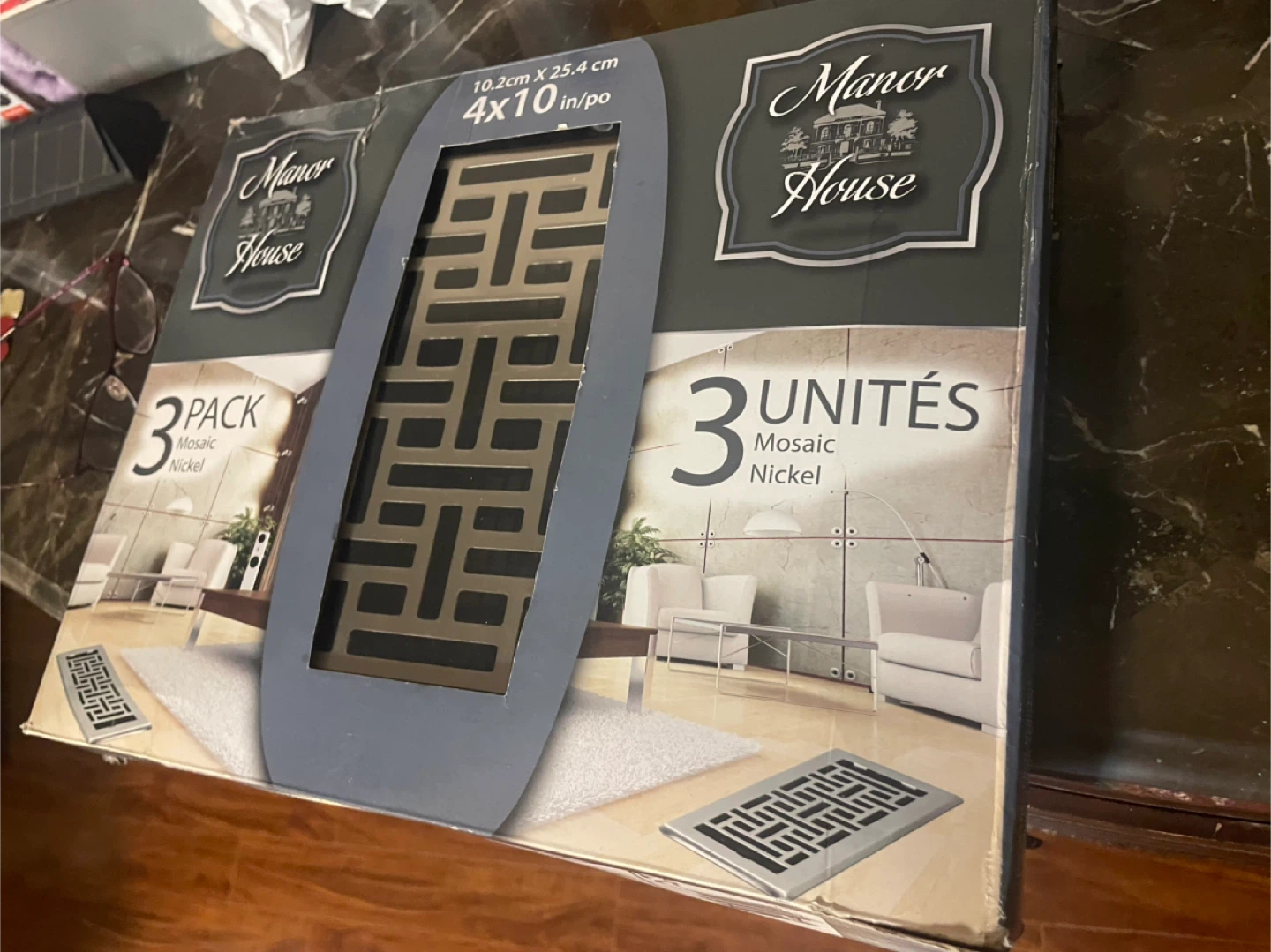 Manor House Mosaic Nickel Vent Cover - 3 Pack