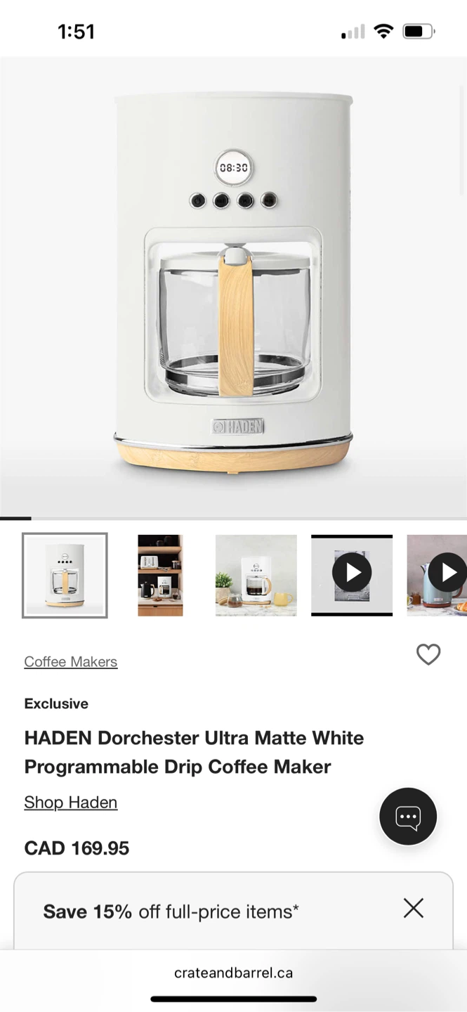 Haden Dorchester Matte White Coffee Maker - photo 2