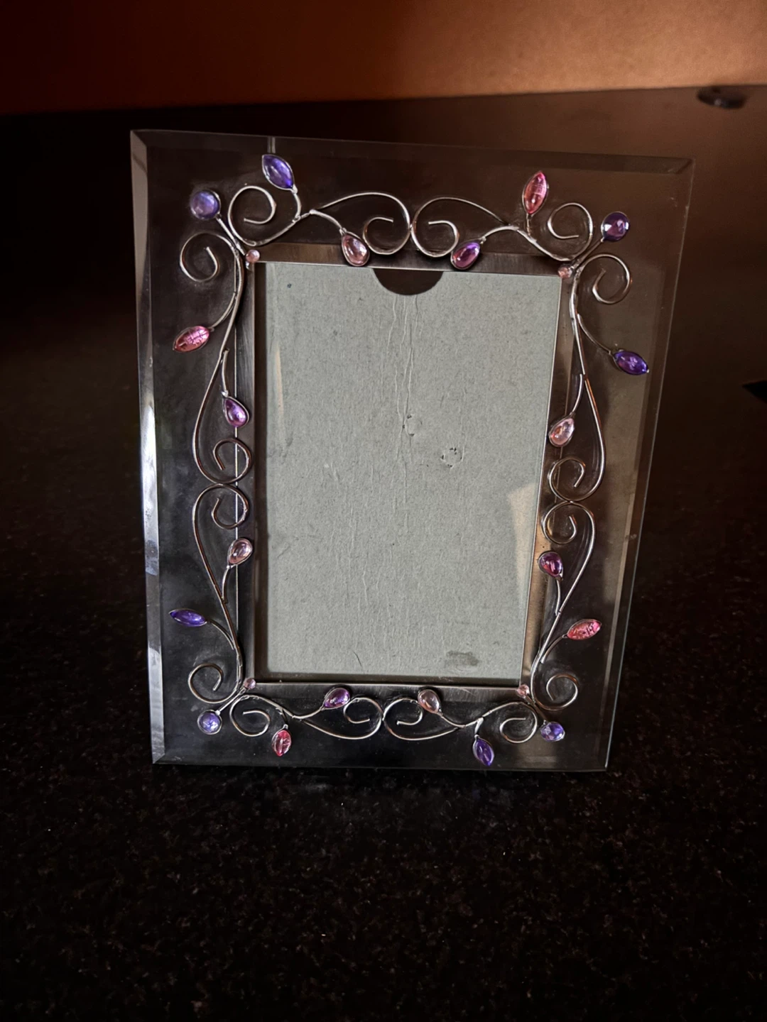 Decorative Picture Frame with pink and purple  Gemstones