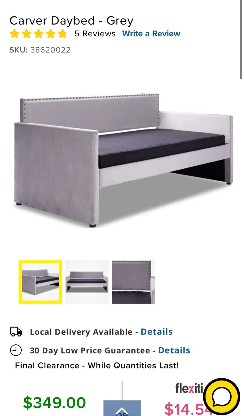 Leon’s Carver Daybed sofa- Grey