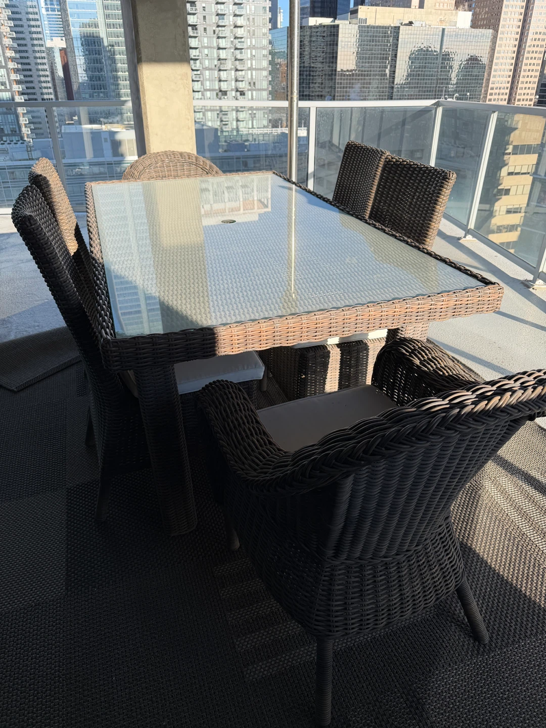 Wicker Patio Dining Set - Table with 6 Chairs