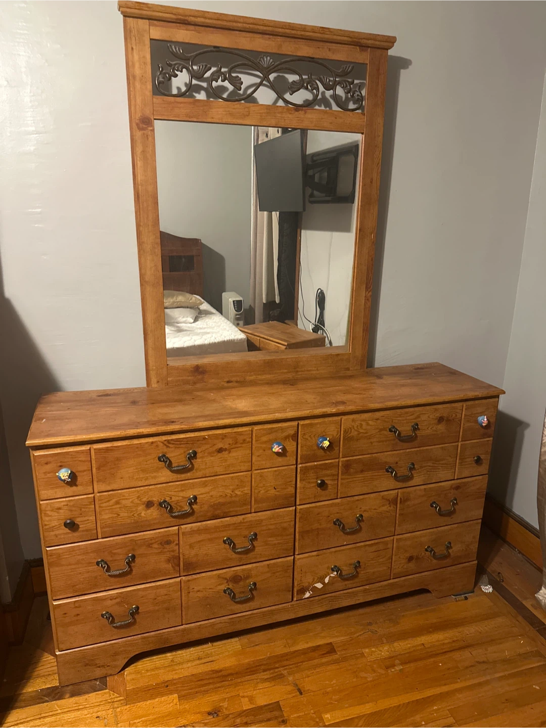 Wooden Dresser with Mirror