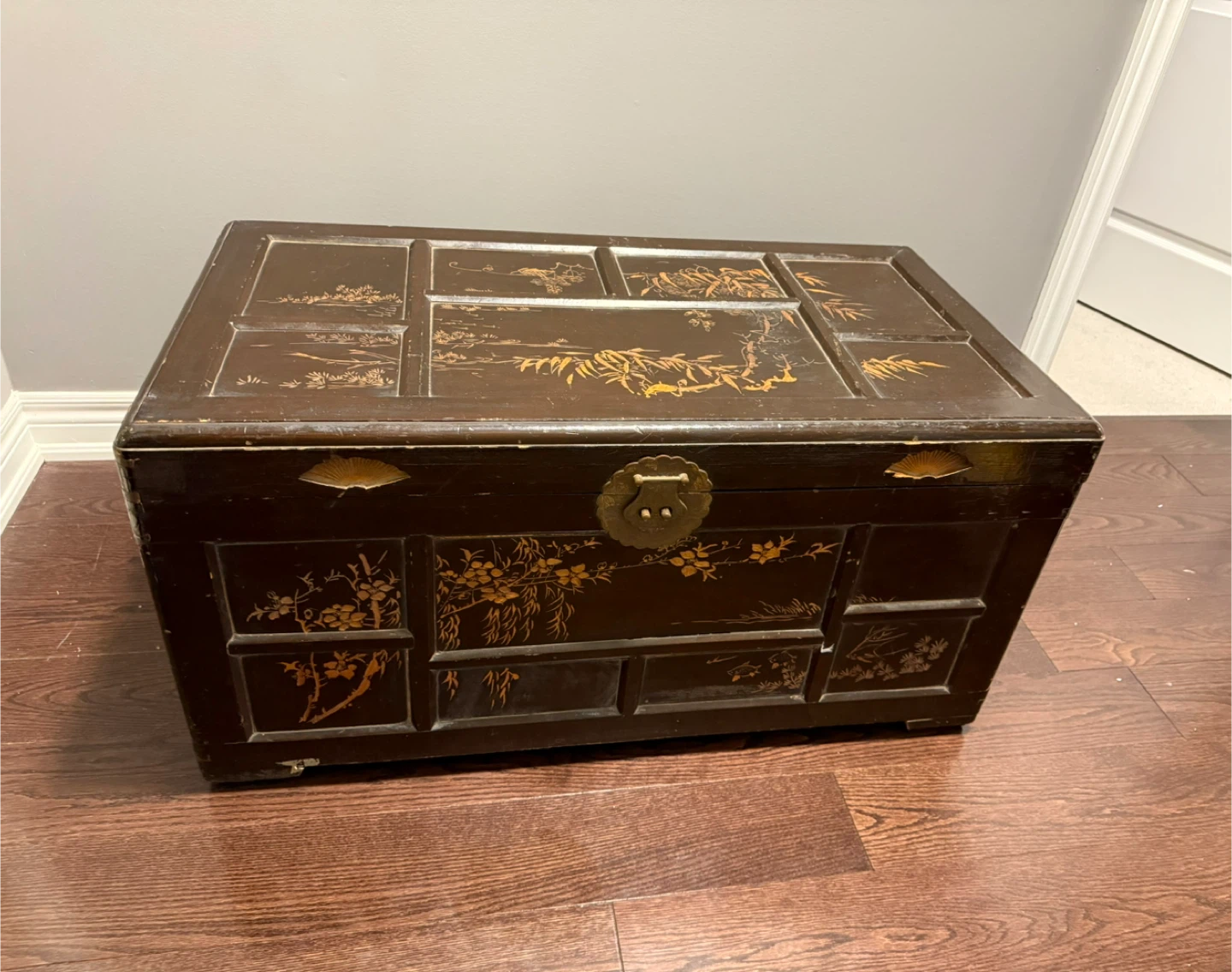 Antique Camphor Wood Asian Style Storage Trunk