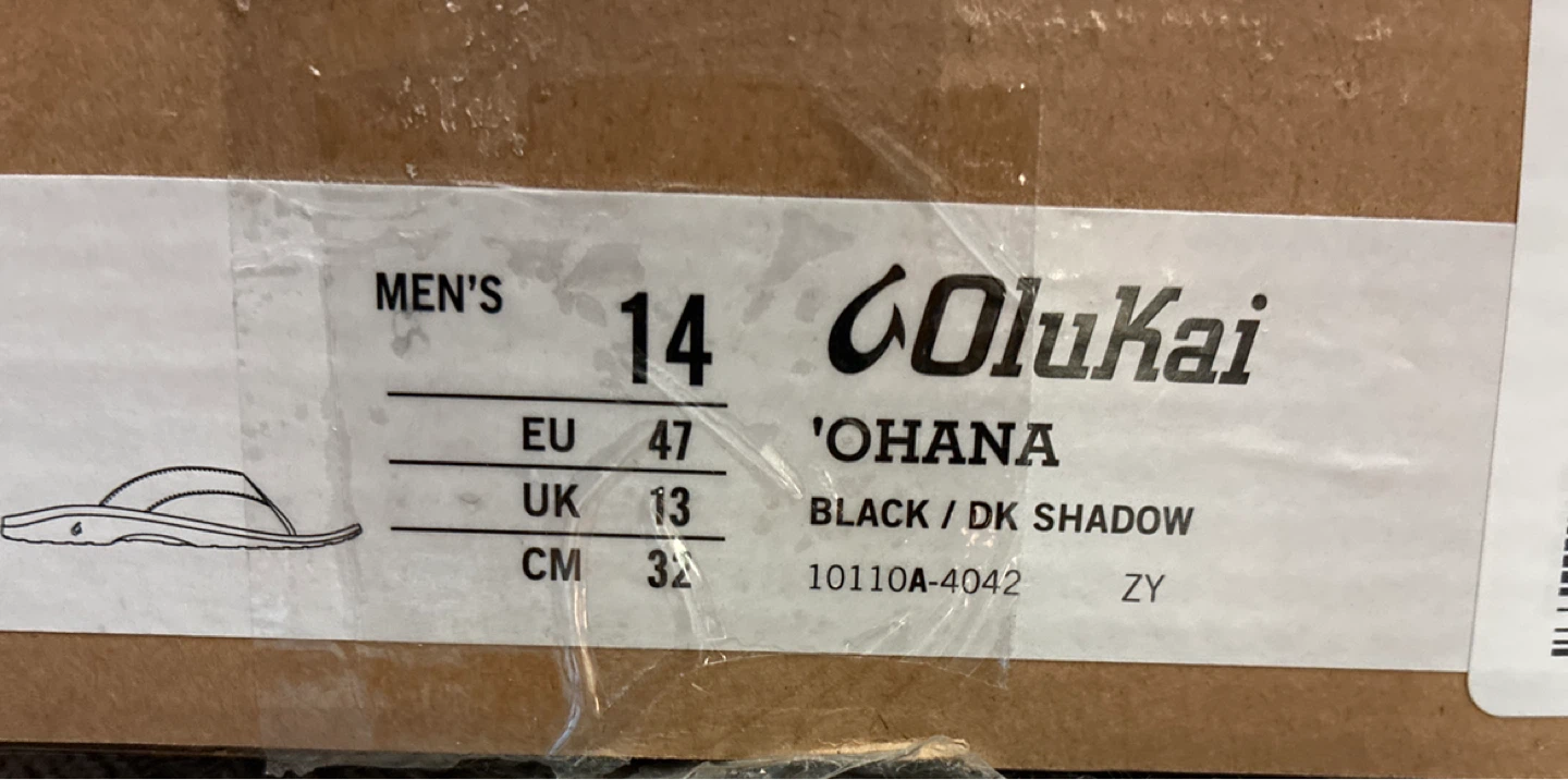 New in box OluKai 'Ohana Black/DK Shadow Sandals - Men's US 14 - photo 5