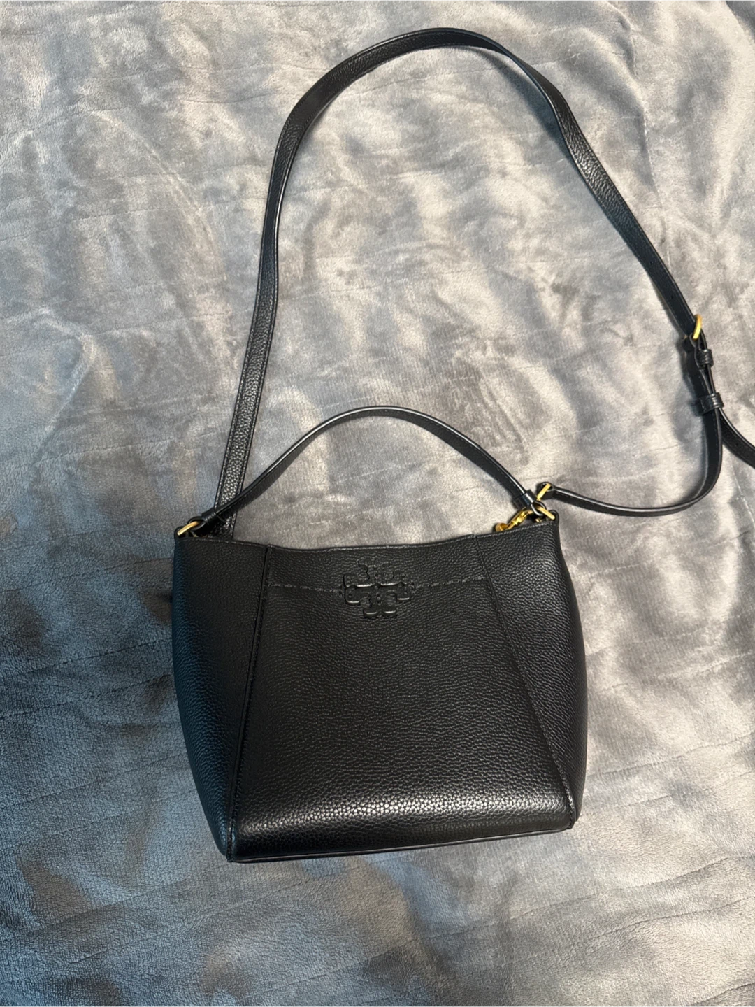 Tory Burch Black Pebbled Leather Crossbody Bag