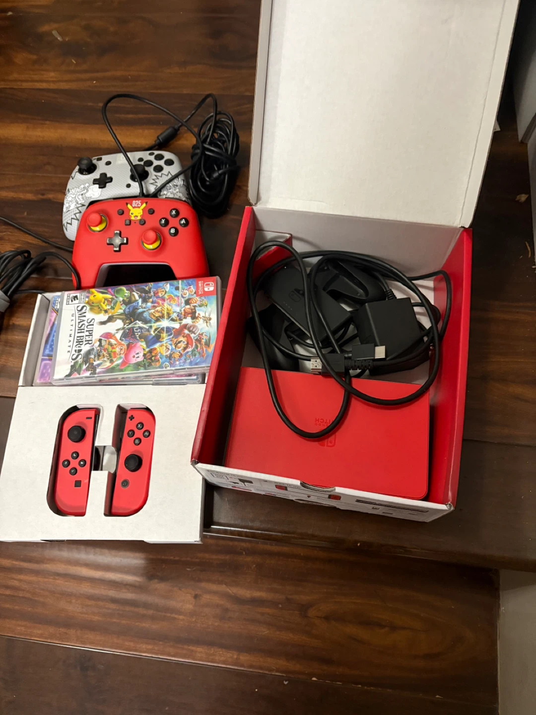 Nintendo Switch OLED Model (Red) w/ Games & Controllers - photo 3