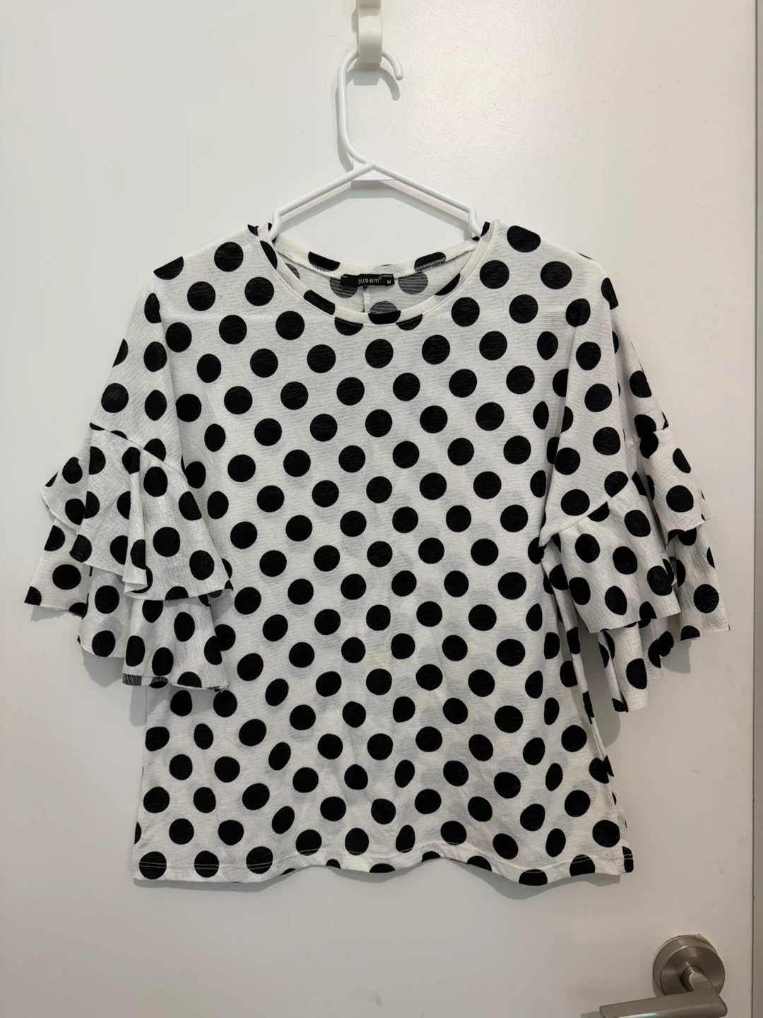 Busem Polka Dot Ruffle Sleeve Top - Size M
