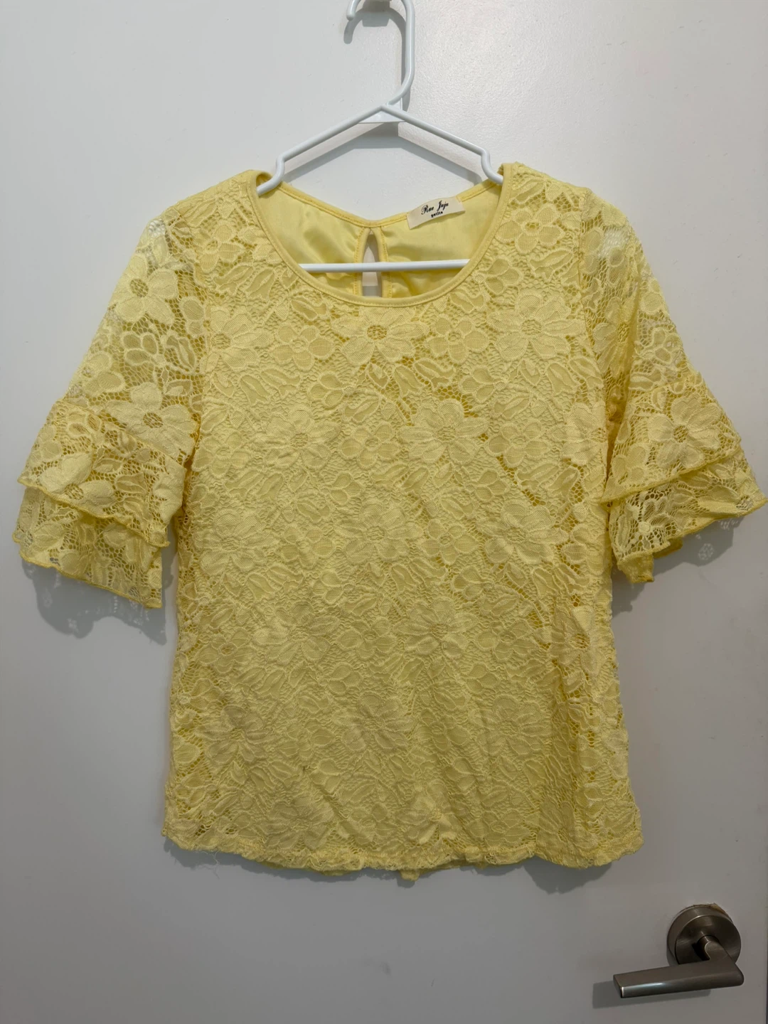 Renee Taylor Yellow Lace Blouse - Size medium