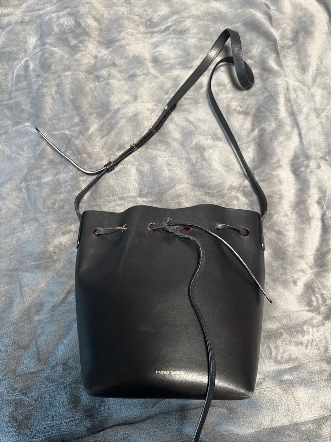 Mansur Gavriel Black Leather Bucket Bag