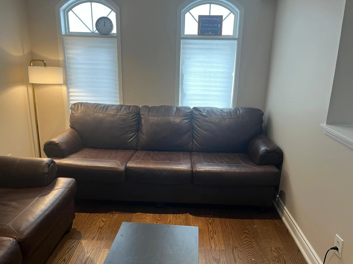 Ashley, 2 pieces of 3 Seater Brown Genuine Leather Sofa