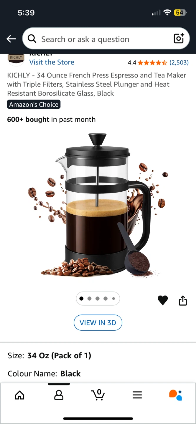NEW! Kichly 34 Oz French Press Coffee Maker
