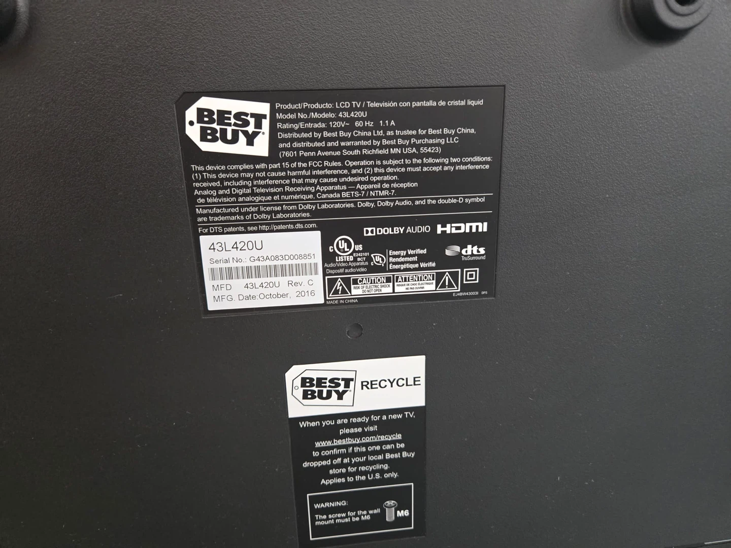 Best Buy 43L420U 43" LCD TV - photo 3