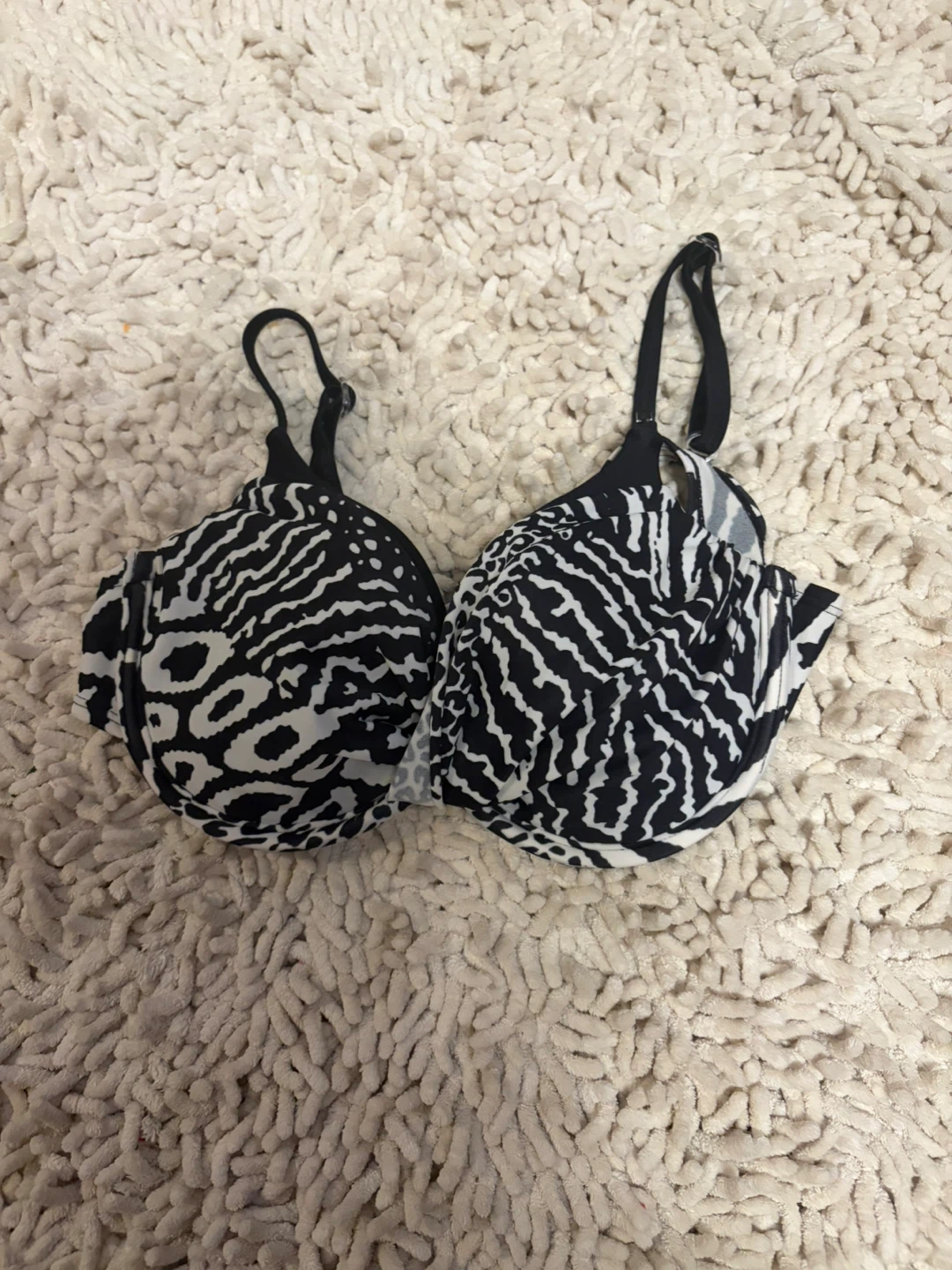 Black and White Patterned Bathing Suit Top