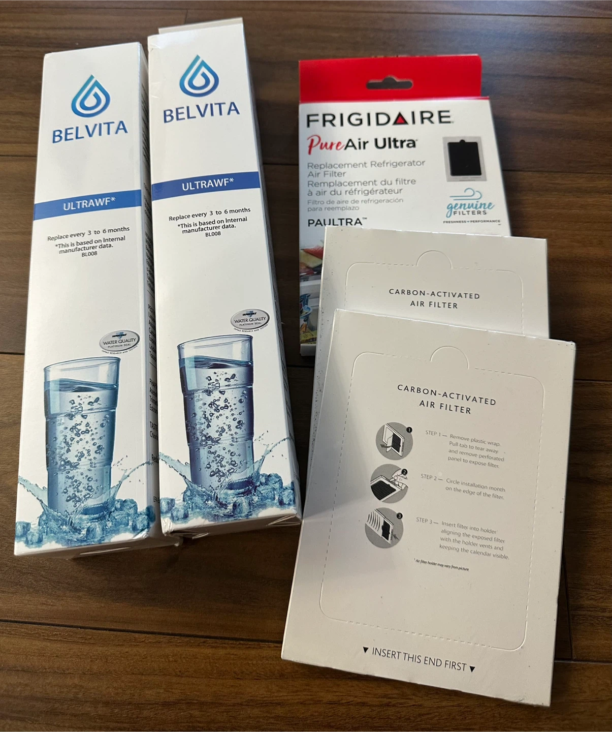 Bundle Belvita Refrigerator Water Filter + 3 Pack Air Filter.