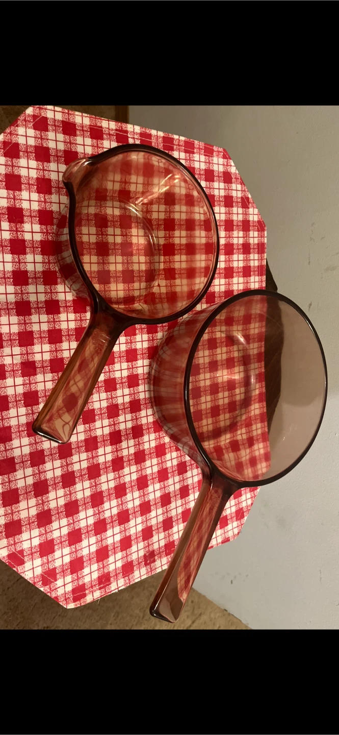 Vintage Amber Glass Saucepan Set