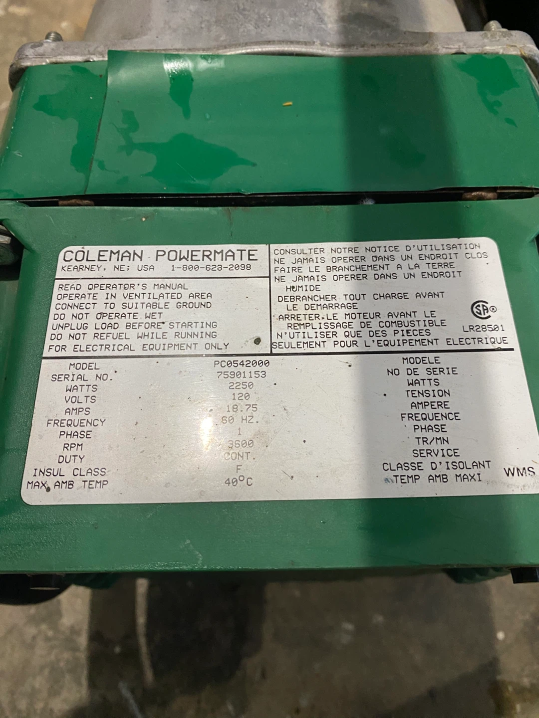 Briggs & Stratton Coleman Powermate Generator - photo 2