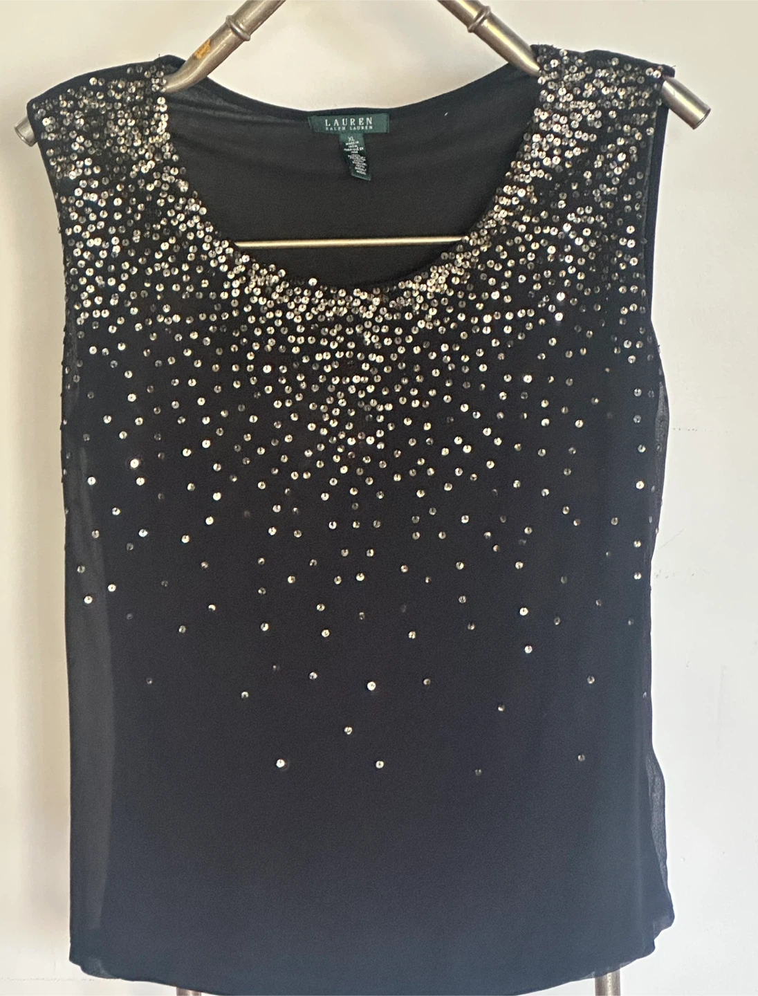 Lauren Ralph Lauren Black Sequin Tank Top