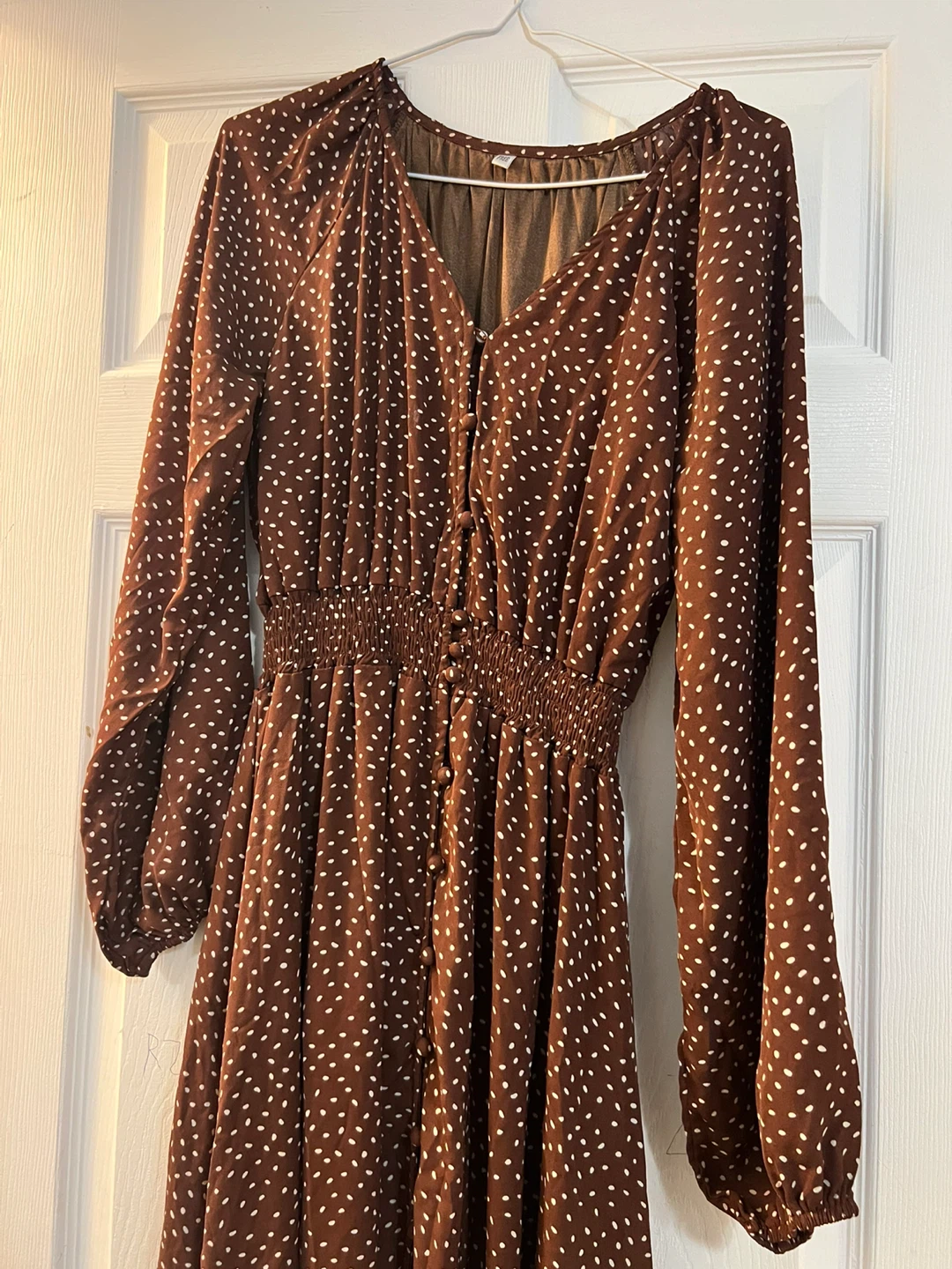 Brown Polka Dot Maxi Dress