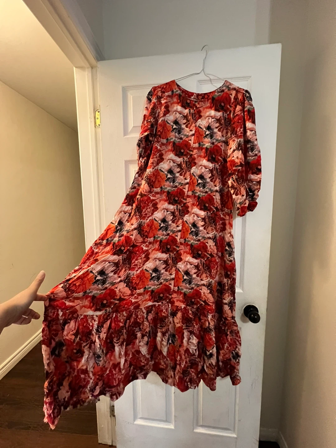 Floral Maxi Dress - Red & White