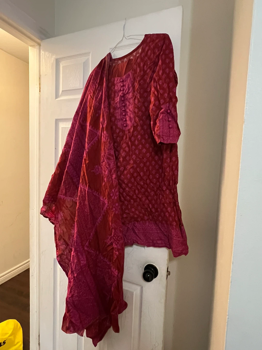 Red & Pink Embroidered Kurti