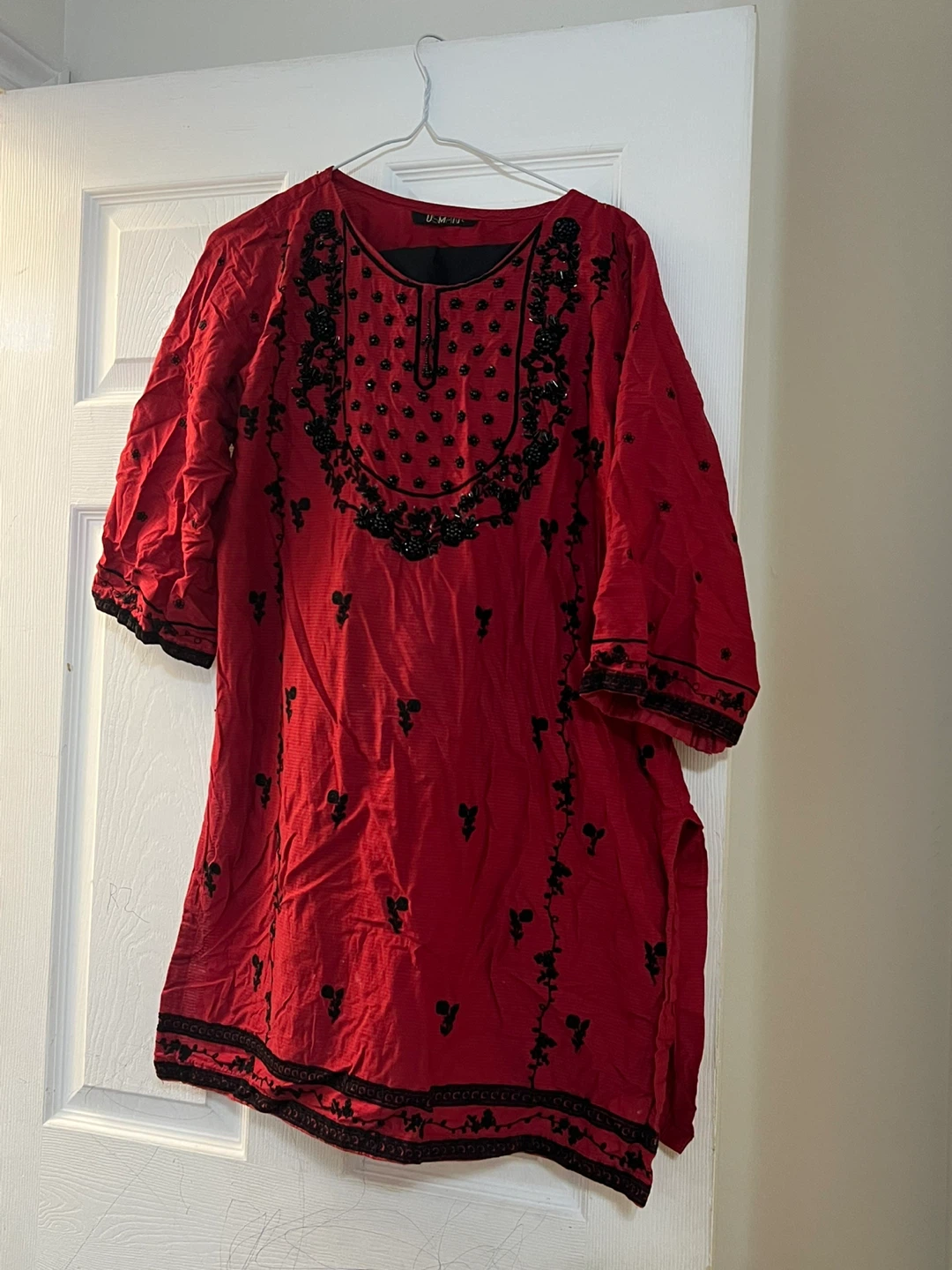 Two piece Red Embroidered Kurti - - photo 2