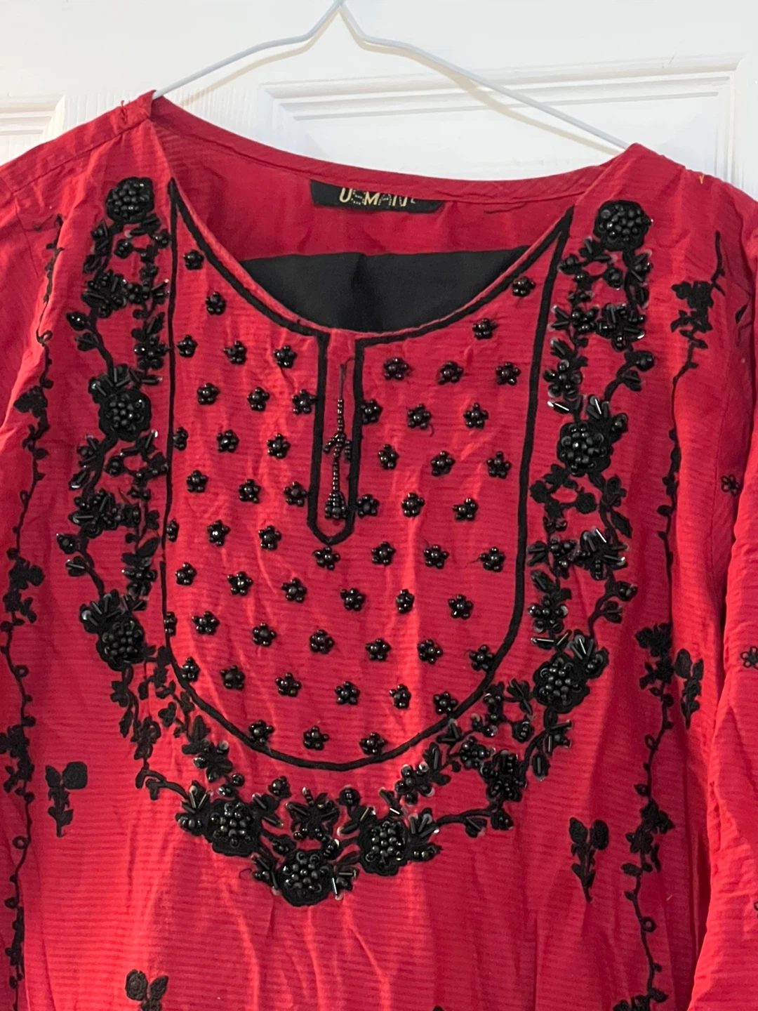 Two piece Red Embroidered Kurti -