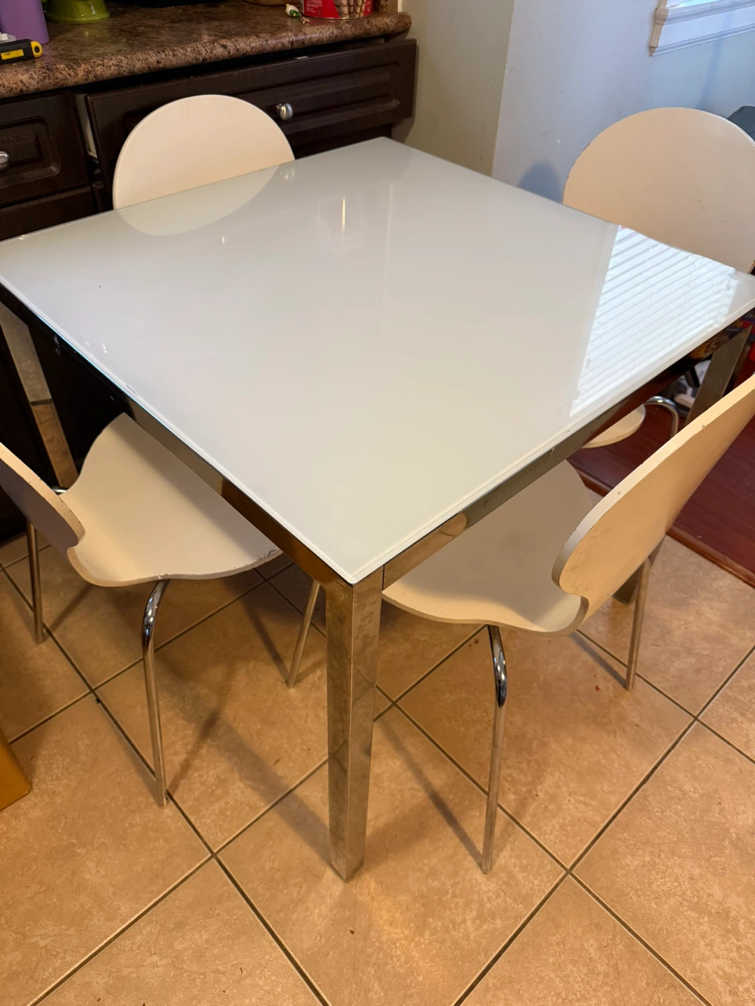 Square Glass Top Dining Table with 4 Chairs - photo 2