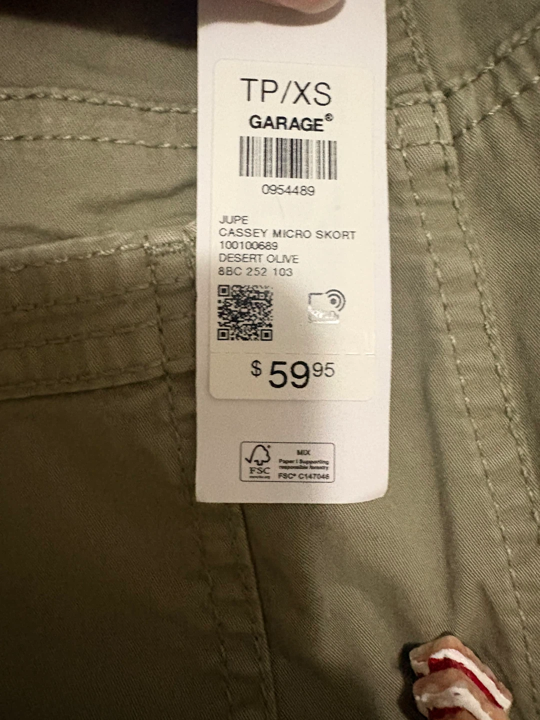 Garage Cassey Micro Skort - Desert Olive, XS - photo 3