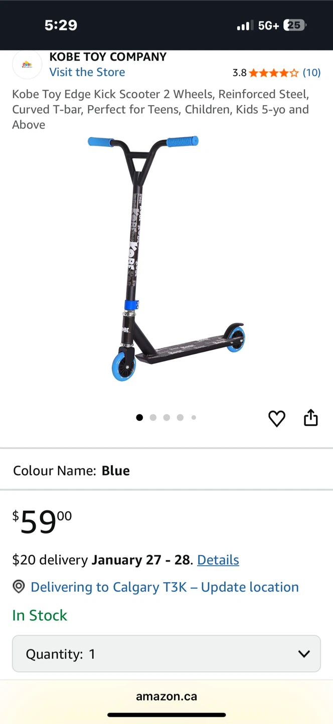 Kobe Toy Edge Kick Scooter - Black/Green - photo 4