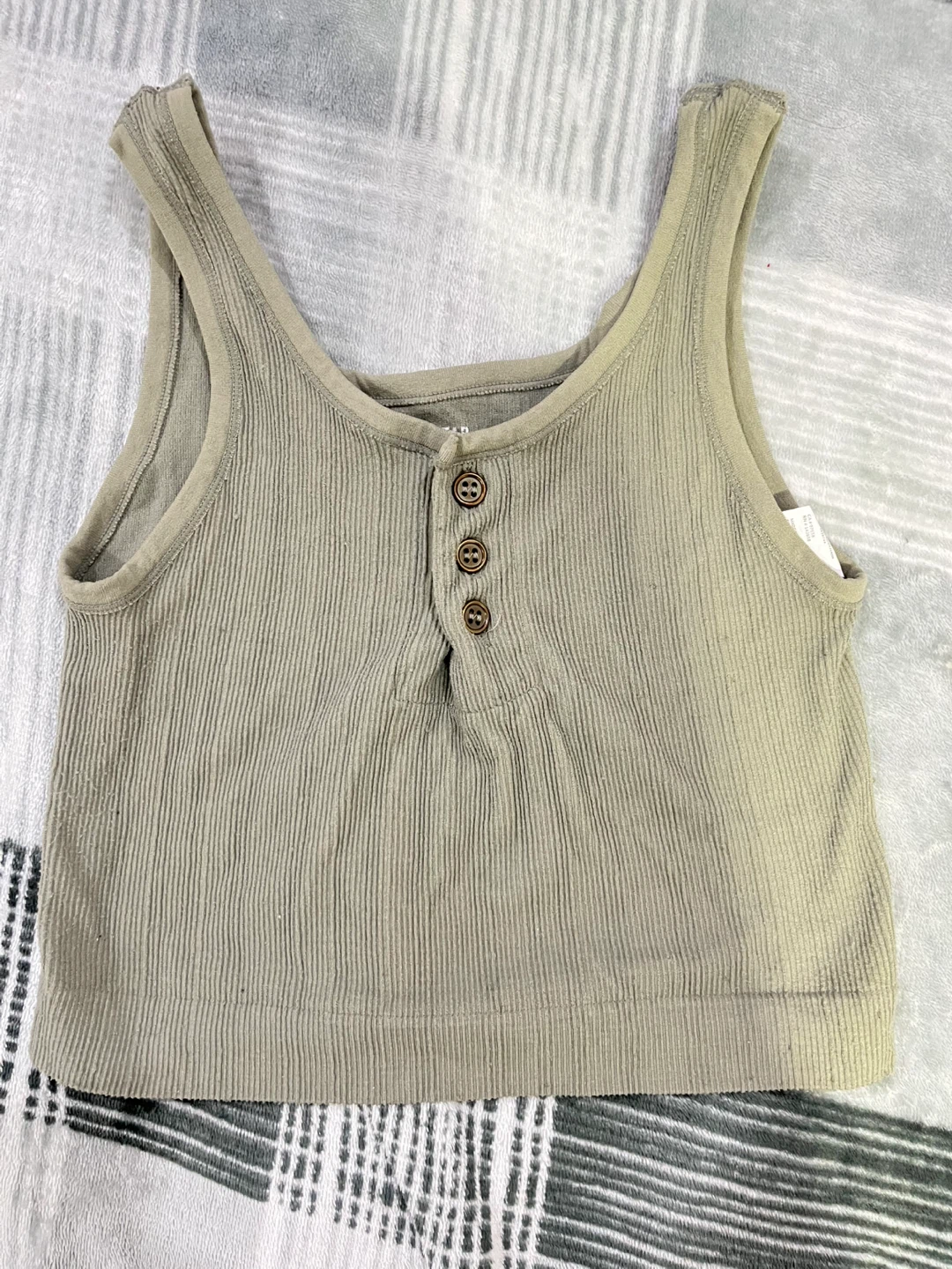 Green Ribbed Tank Top