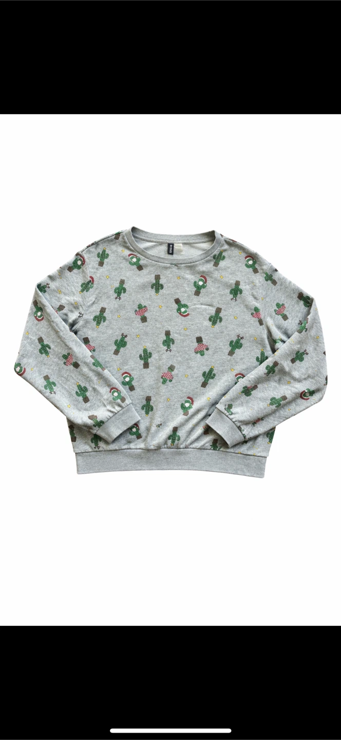 Divided Cactus Print Sweater - Size M