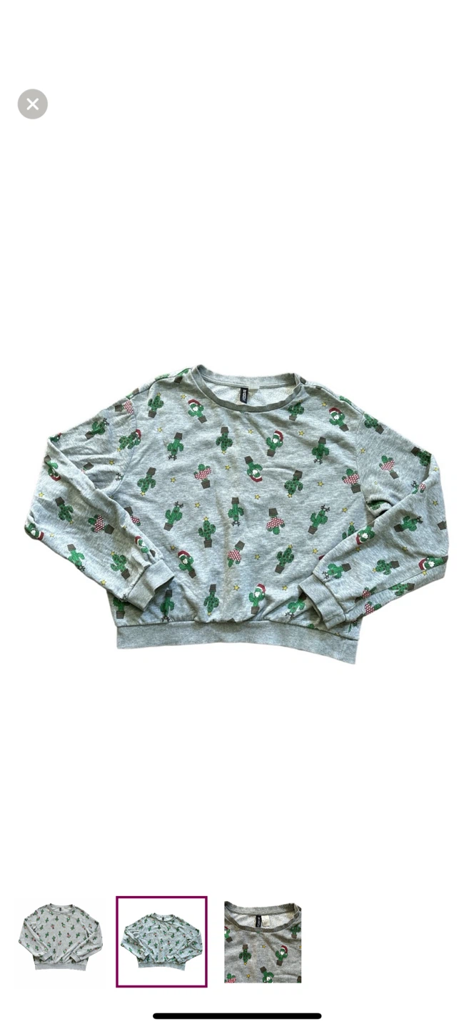 Divided Cactus Print Sweater - Size M - photo 2