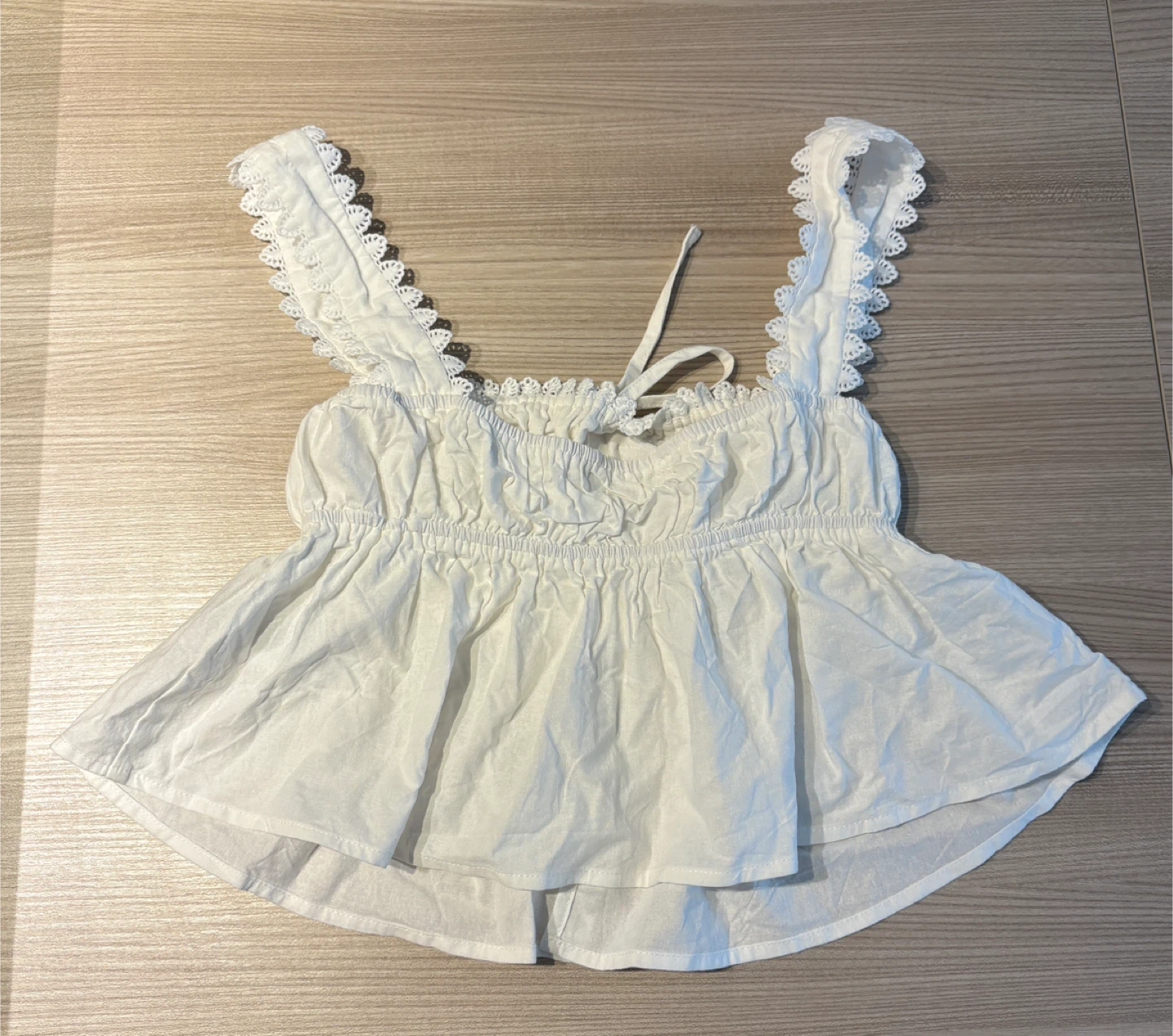 Cider COTTON SQUARE NECK BRODERIE ANGLAISE TIE FRONT BOW TOP - photo 3
