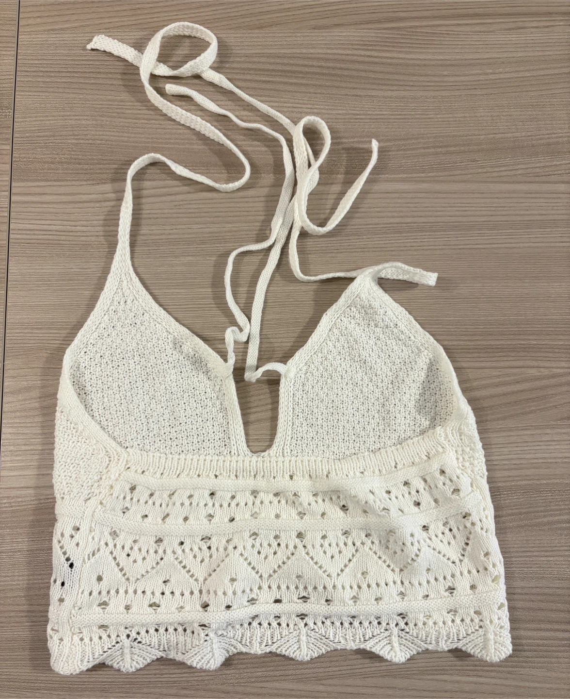 Cider HALTER KNOTTED LETTUCE TRIM CROP CAMI TANK TOP - photo 3