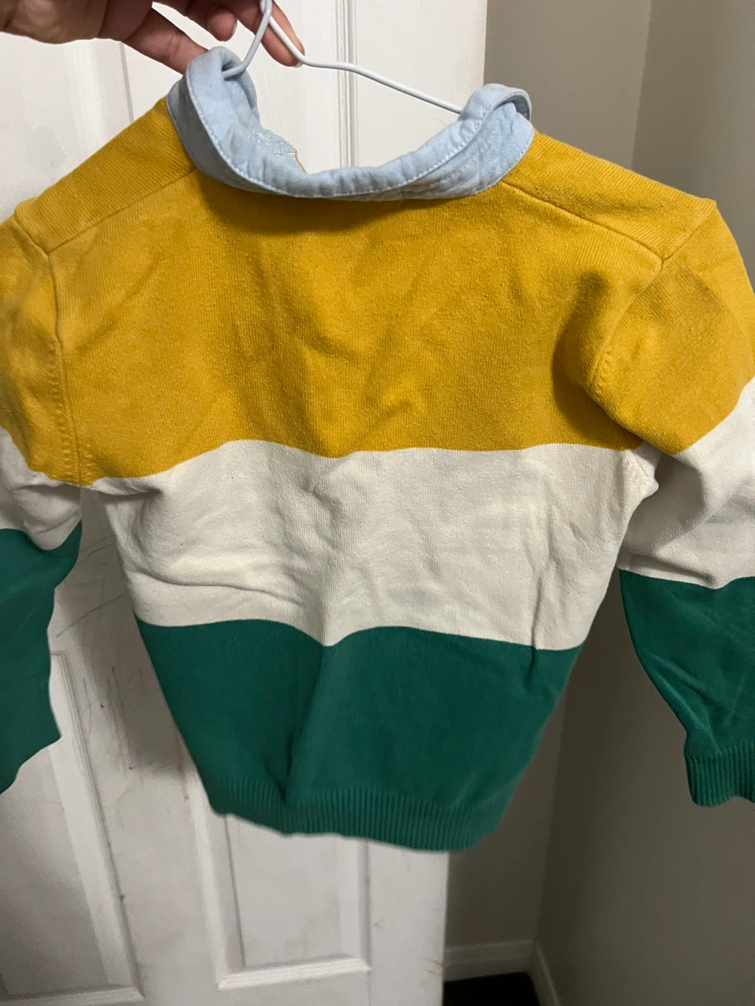 Striped Polo Sweater - Yellow, White & Green - photo 3