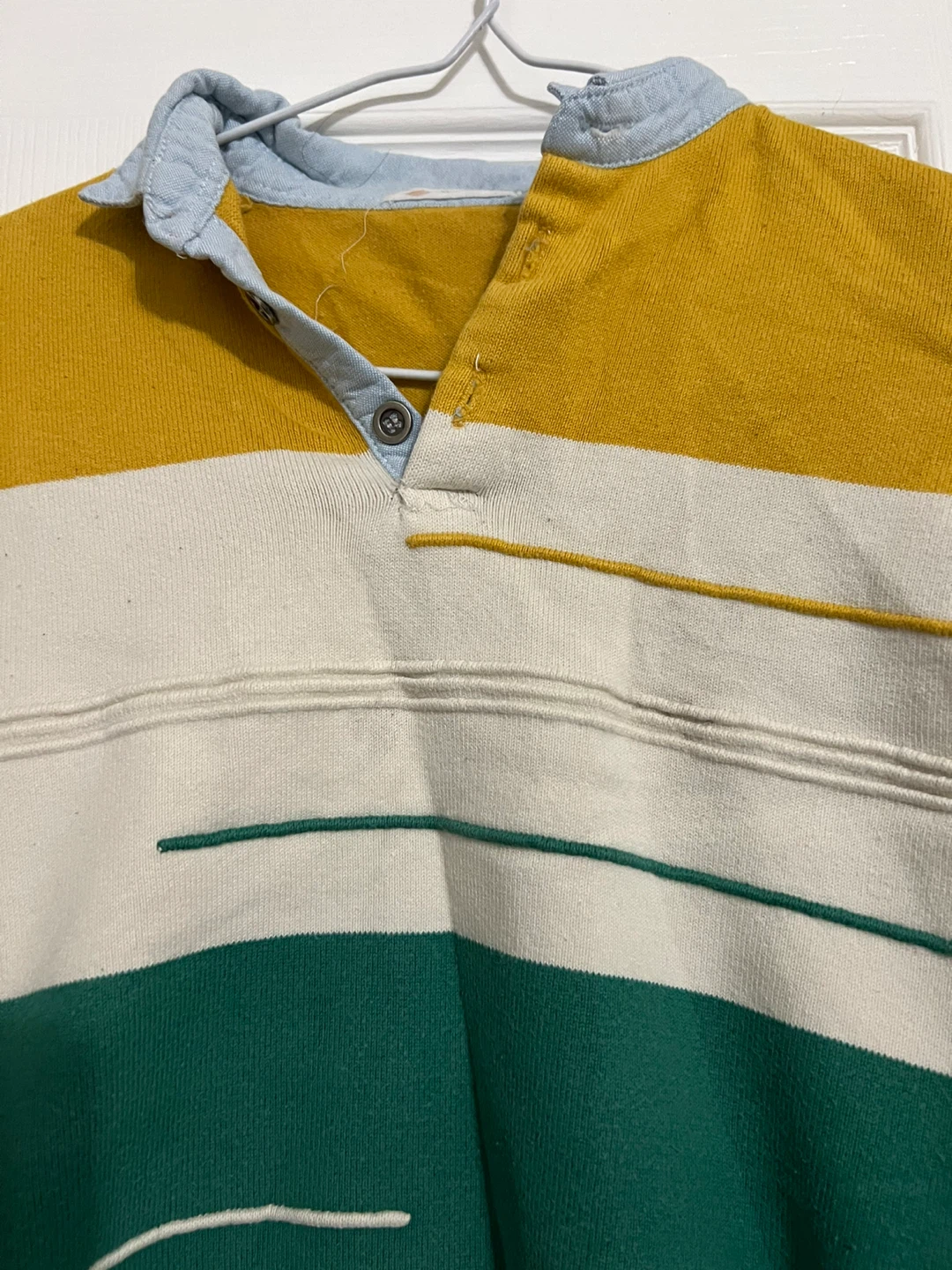 Striped Polo Sweater - Yellow, White & Green - photo 2