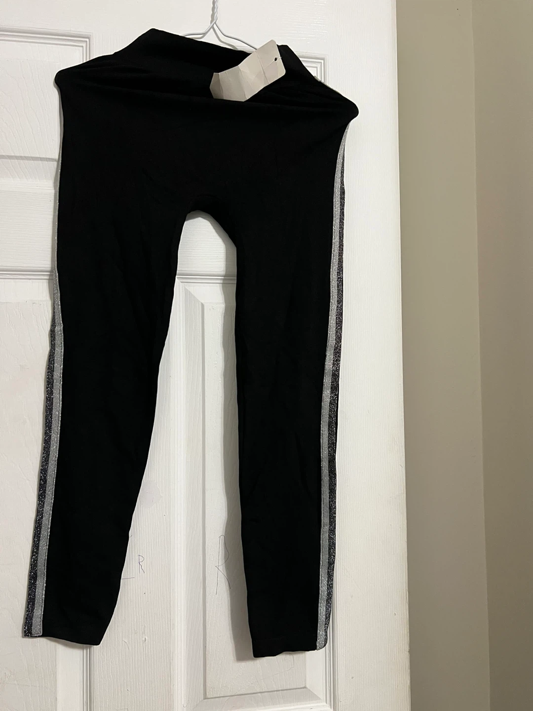 Black Leggings with Silver Stripe