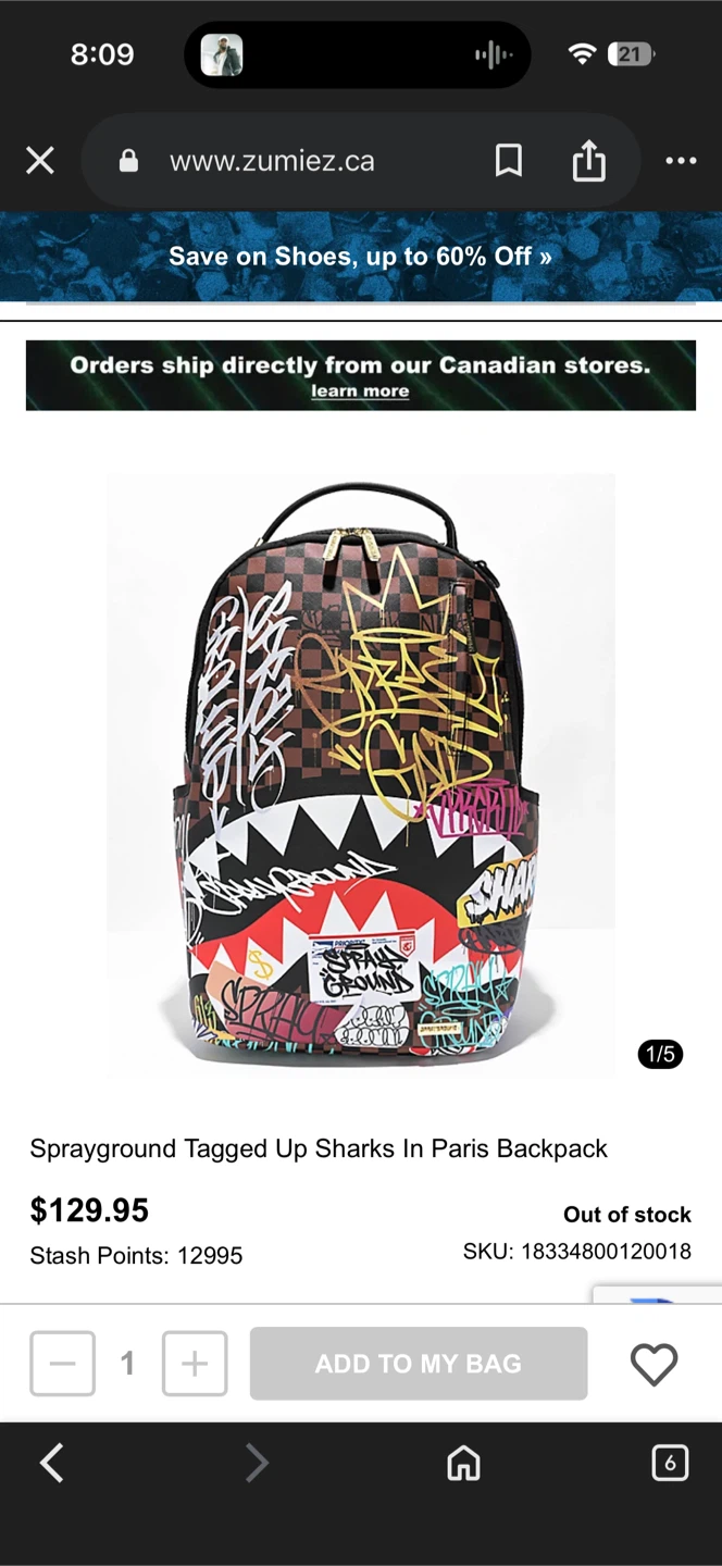 Sprayground Tagged Up Sharks In Paris Backpack