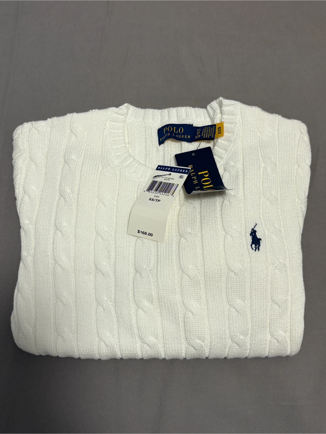 Polo Ralph Lauren White Cable Knit Sweater XS