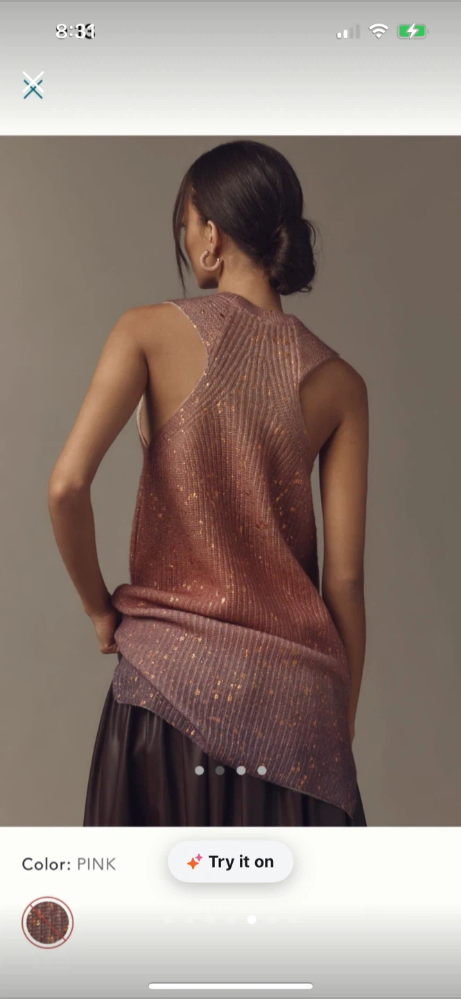 BNWT Anthropologie Longline Metallic Cashmere Sweater S - photo 5