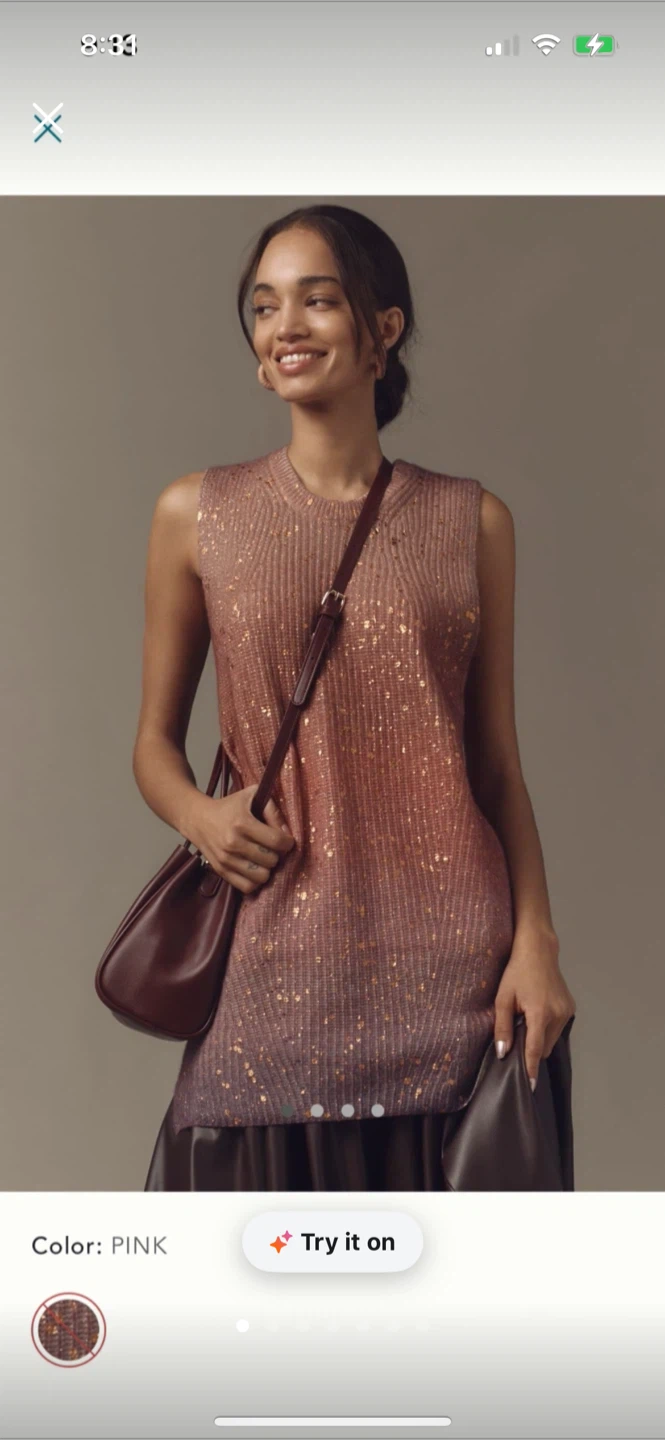BNWT Anthropologie Longline Metallic Cashmere Sweater S