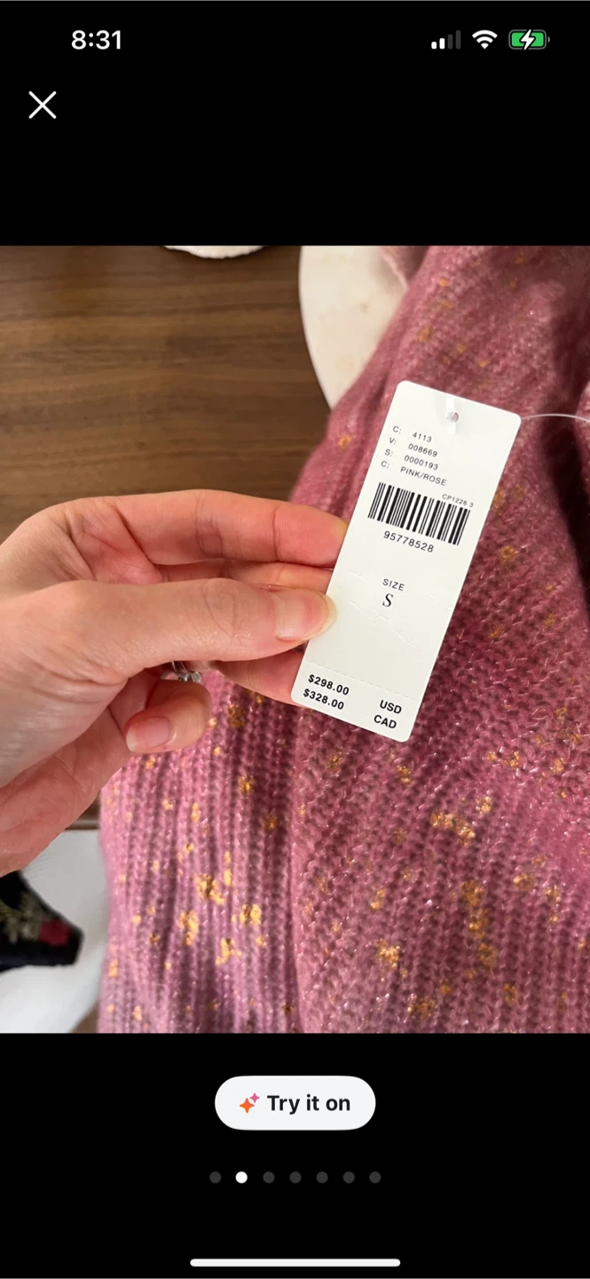 BNWT Anthropologie Longline Metallic Cashmere Sweater S - photo 2
