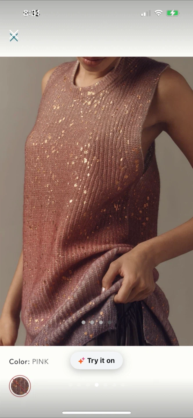 BNWT Anthropologie Longline Metallic Cashmere Sweater S - photo 4