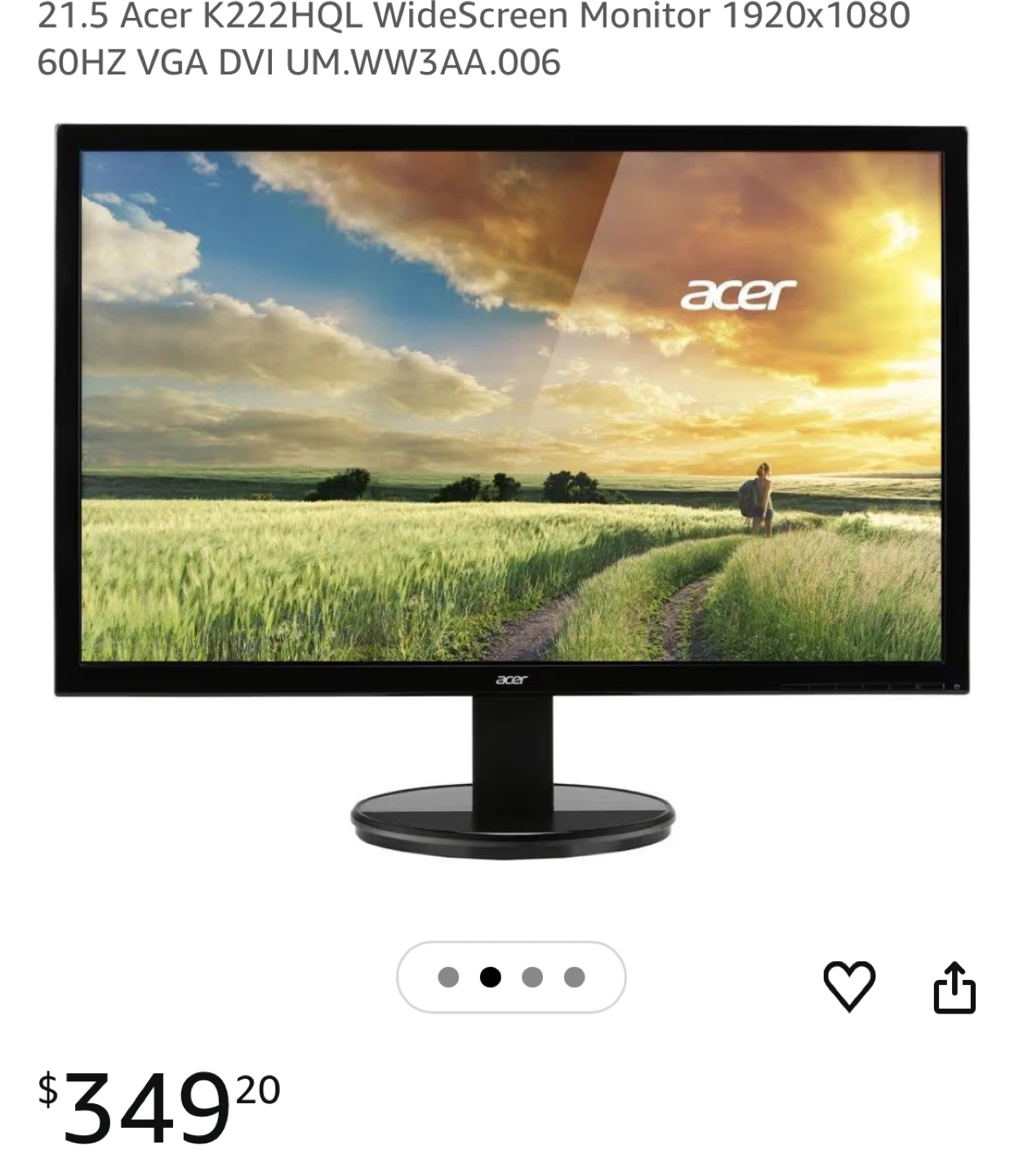 Acer K222HQL 22" LCD Monitor